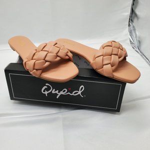 BNWT Qupid blush braided strap slide sandals